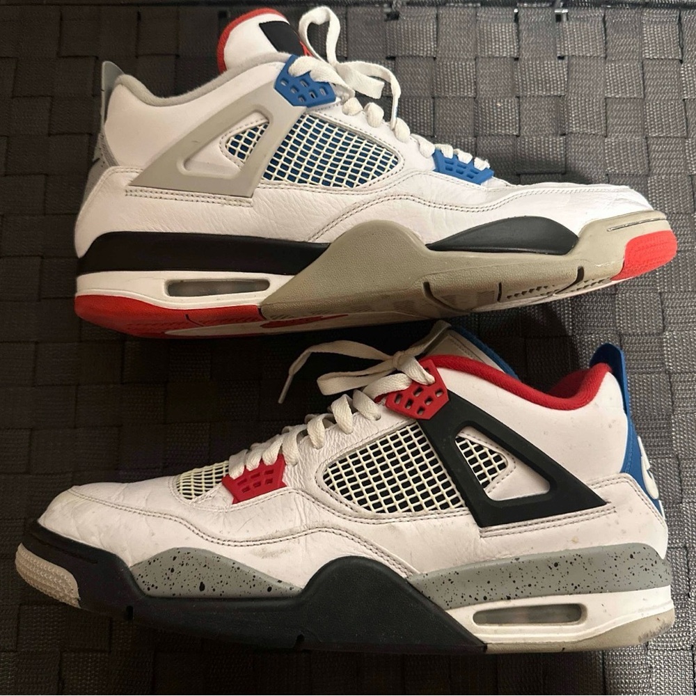 Jordan 4 Retro SE “What the 4”, Red, White and Blue Sneakers